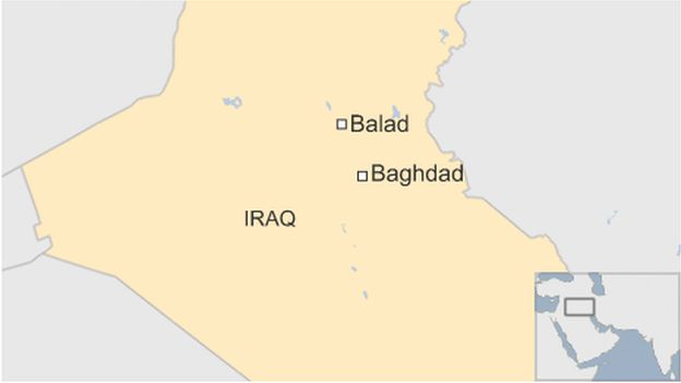 A map showing Balad, north of Baghdad