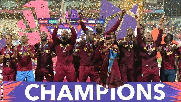 West Indies celebrate winning the 2016 T20 World Cup
