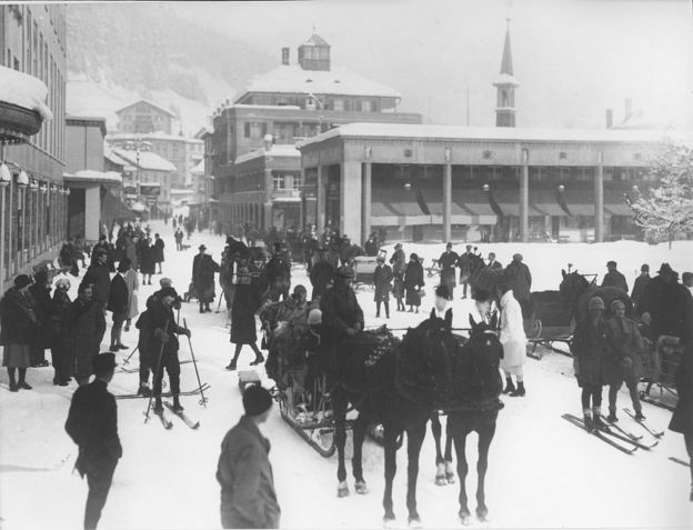 Una calle de Davos en 1920