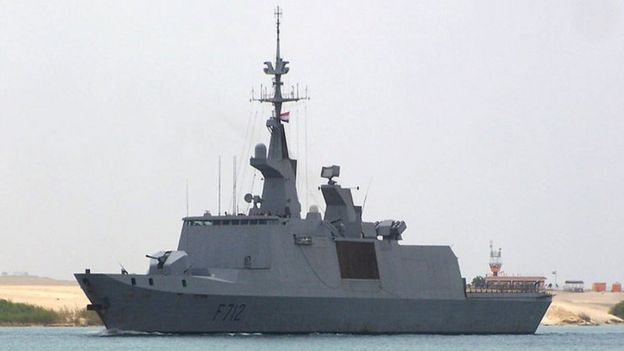 French frigate Courbet in the Suez Canal, 2013