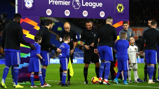 Mascots at Cardiff City v Wolves in Premier League