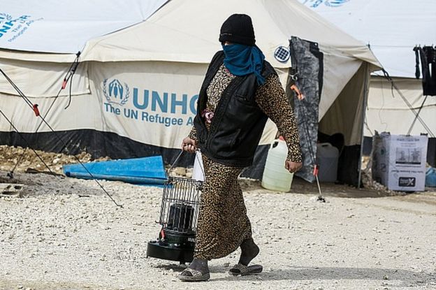 A woman in the al Hol refugee camp, 14 kilometers from the Syrian border with Iraq, on February 1, 2017.