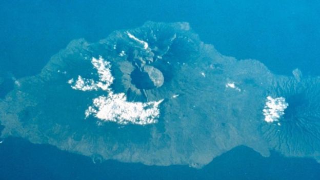 Una vista aérea del volcán Tambora