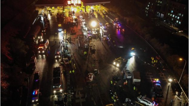 Aerial view of the accident, 4 November 2018