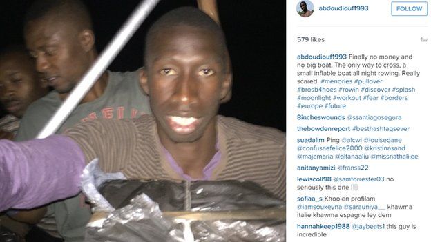 Instagram picture of fake migrant