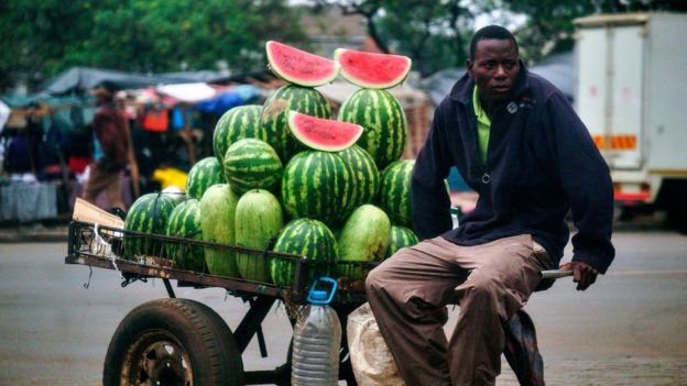 A watermelon vendor in Harare