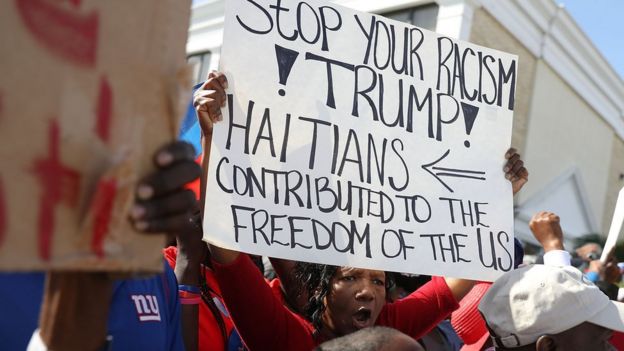 Protesta haitiana contra Trump.