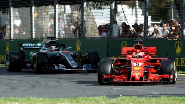 Sebastian Vettel beat pole sitter Lewis Hamilton to victory at the Australian GP