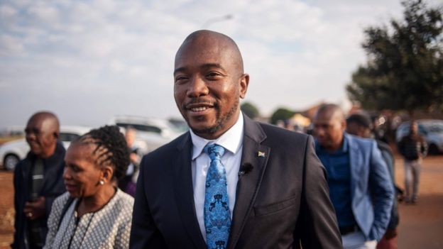 Mmusi Maimane leaves a voting station after casting his vote for the general elections at the Presbyterian Church in Dobsonville, Johannesburg, 8 May