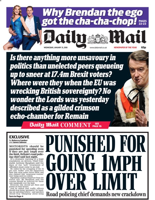 Today's Daily Mail Front Page r/ukpolitics