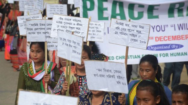 ত্রিপুরার আগরতলায় ইউনাইটেড ক্রিস্টান ফোরাম ফর হিউম্যান রাইটসের শান্তি মিছিল।