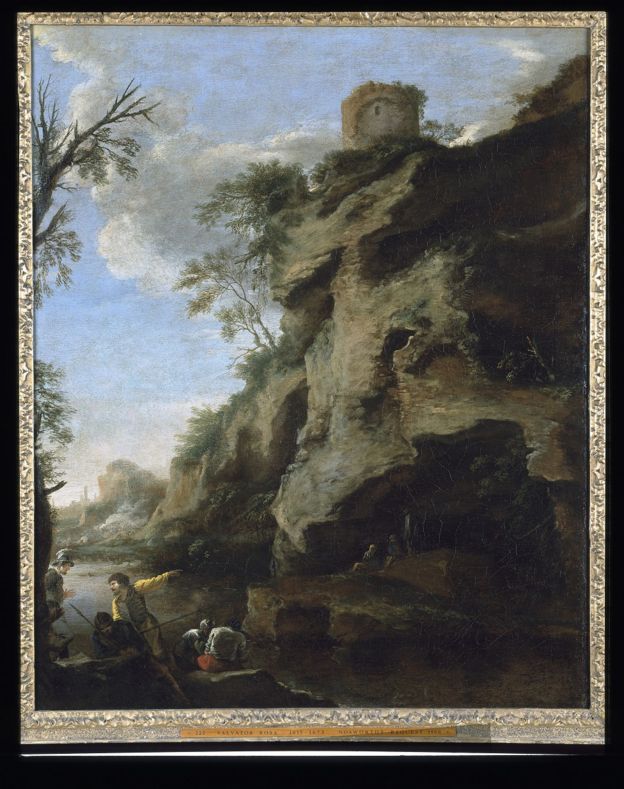 Salvator Rosa, 'A Rocky Coast, with Soldiers Studying a Plan,' late 1640s.