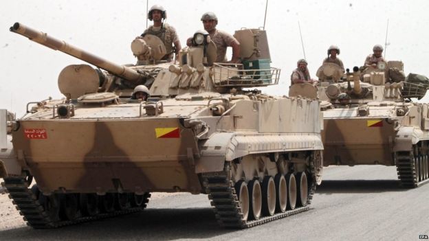 Tanks in Aden, reportedly supplied by the Saudi-led coalition