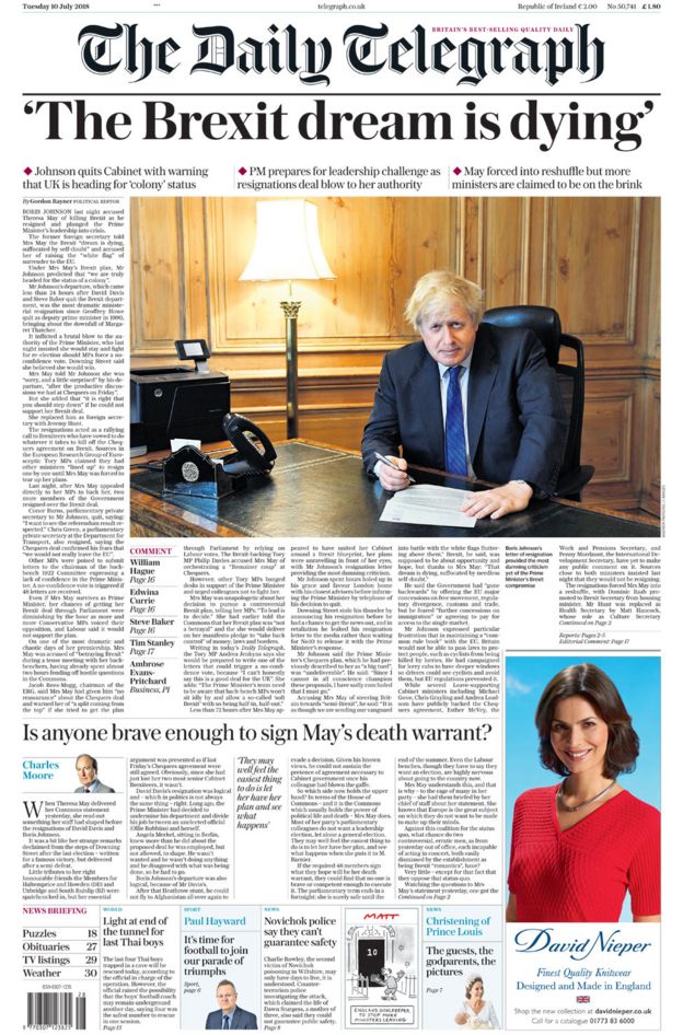 The Daily Telegraph front page