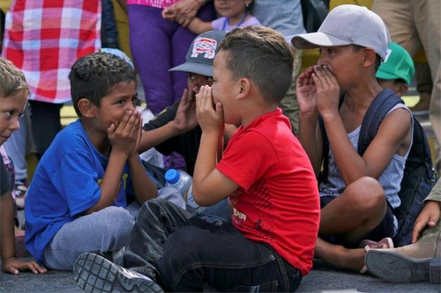 Campamento de migrantes en Tamaulipas.