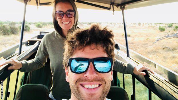 Danson and her fiance on safari