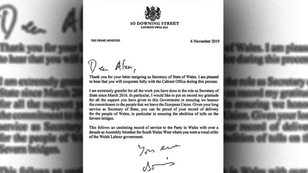 Boris Johnson's response to Alun Cairns' resignation