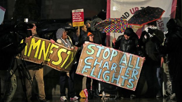 Protest against government plans to deport 50 people to Jamaica