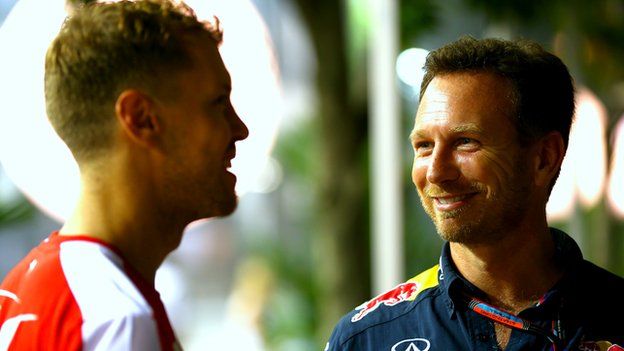 Ferrari's Sebastian Vettel and Red Bull boss Christian Horner