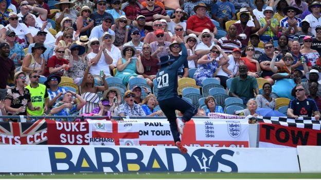 A shot of the crowd during a match between the West Indies and England at Kensington Oval on February 22, 2019, in Bridgetown, Barbados