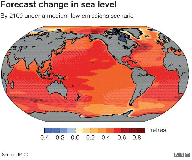 Infografía de aumento del nivel del mar