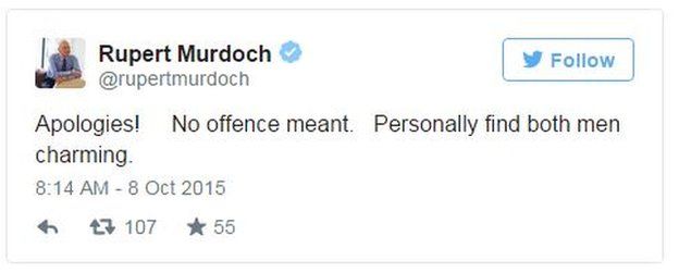 Rupert Murdoch tweets his apology to Obama