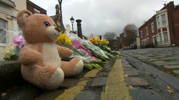 Floral tributes at the scene