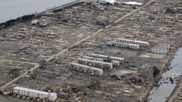 ویرانی شهر سندای در ساحل شرقی ژاپن و نزدیکی نیروگاه فوکوشیما