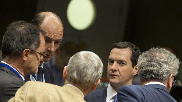 George Osborne during a meeting with EU finance ministers