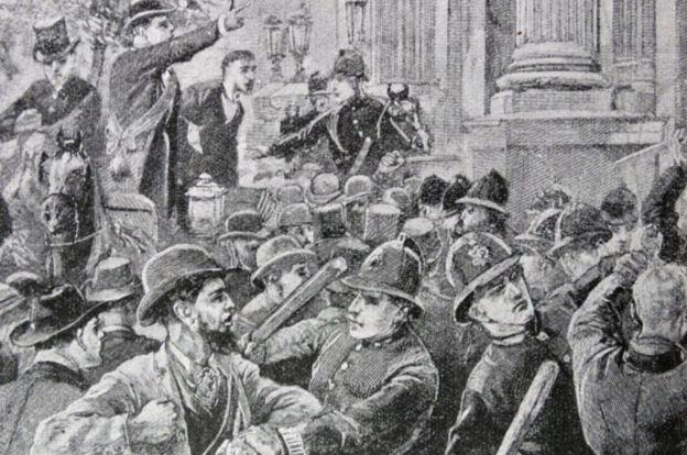 Una protesta en la Inglaterra del siglo XIX