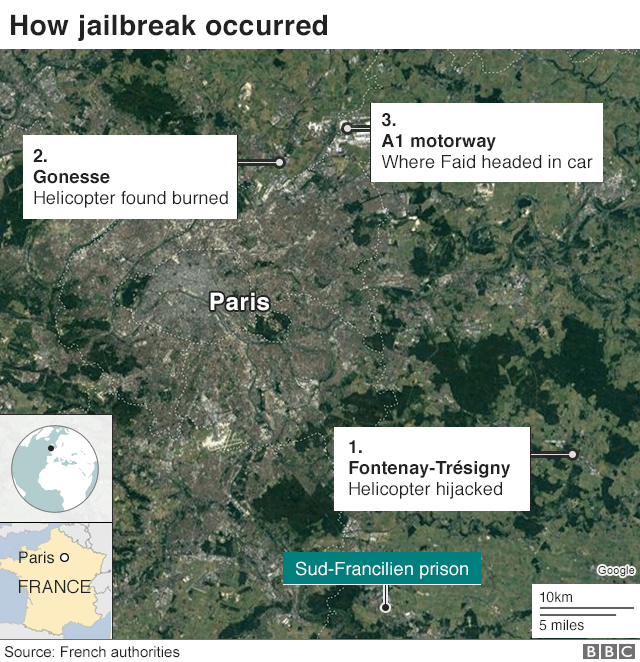 Map of key locations in the prison break