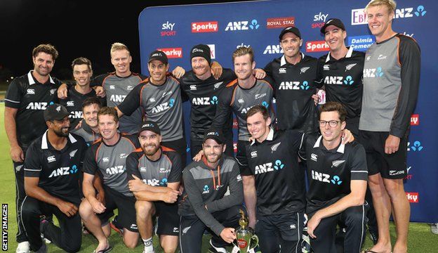 New Zealand with the ODI series trophy