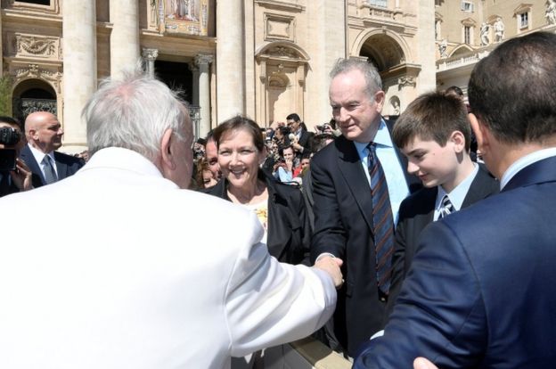 A Vatican photographer captured O'Reilly meeting the Pope after his Wednesday public address