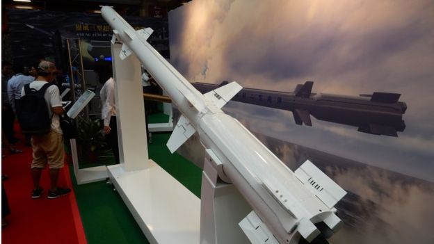 台湾发展新型导弹以对应来自中国的军事威胁,图为海剑二型舰对空导弹。