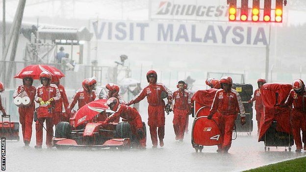 Rain at the Malaysian Grand Prix