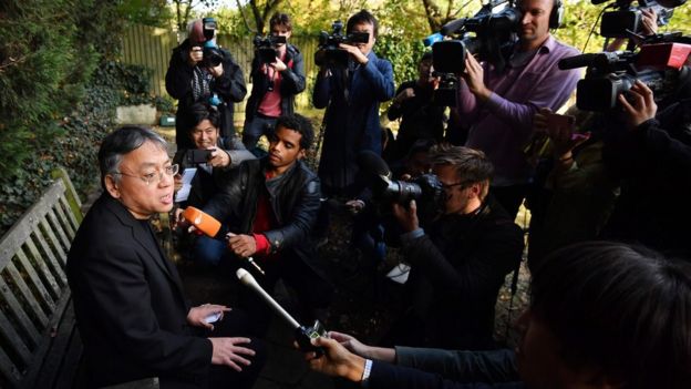 Kazuo Ishiguro in the garden of his north London home