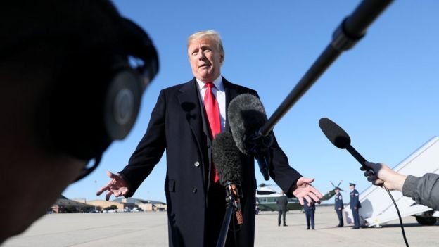 U.S. President Donald Trump talks to reporters about journalist Jamal Khashoggi"s disappearance prior to boarding Air Force One for travel to Montana from Joint Base Andrews, Maryland, U.S., October 18, 2018.