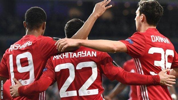 Henrikh Mkhitaryan amefunga katika michuano minne mfululizo ya United ya ugenini