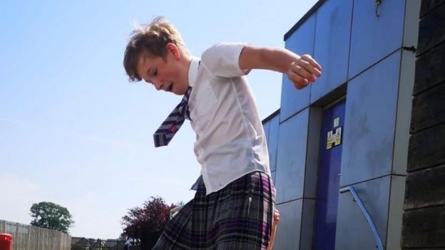 Boy Wears Skirt In Protest Over School S Shorts Ban BBC News    130147350 Kilt2 