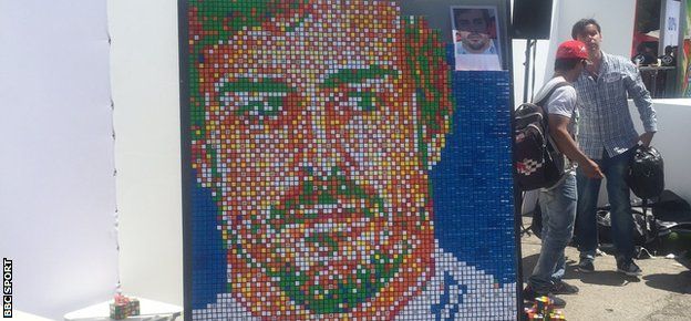 Fernando Alonso artwork created out of Rubik's cubes