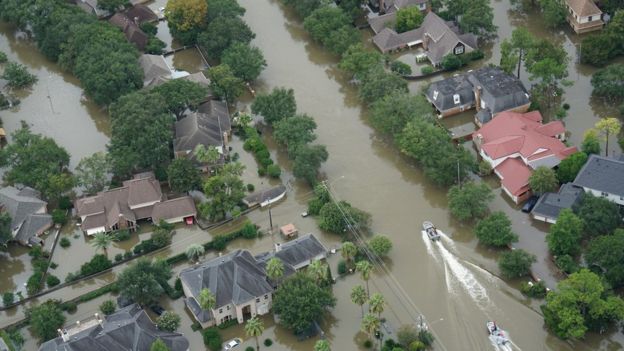 Vista aérea del impacto del Huracán Harvey.