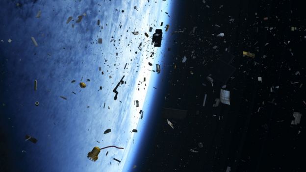 Ilustração mostra detritos espaciais