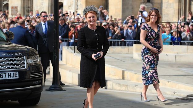 Sarah, Duchess of York, with her daughter Princess Eugenie arriving at York Minster