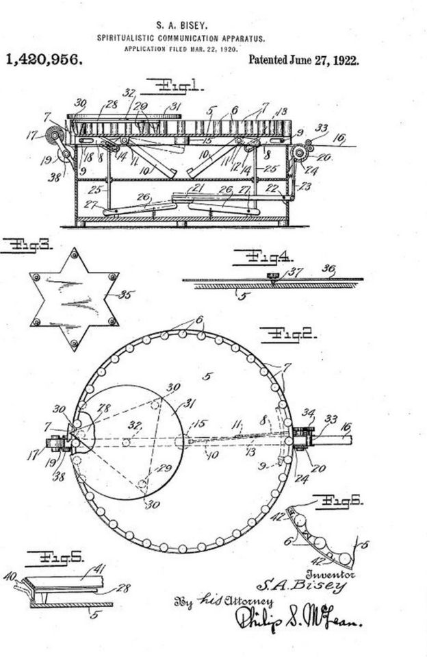 Bhisey's patent application for the "spirit typewriter"