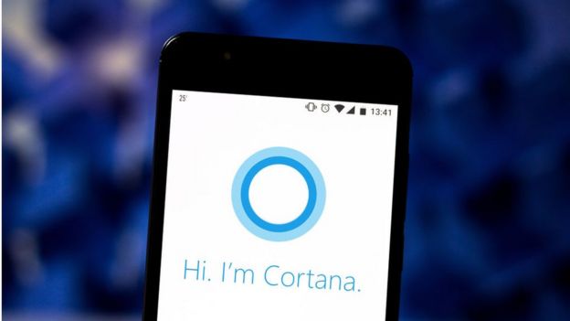 Microsoft Cortana logo on a phone
