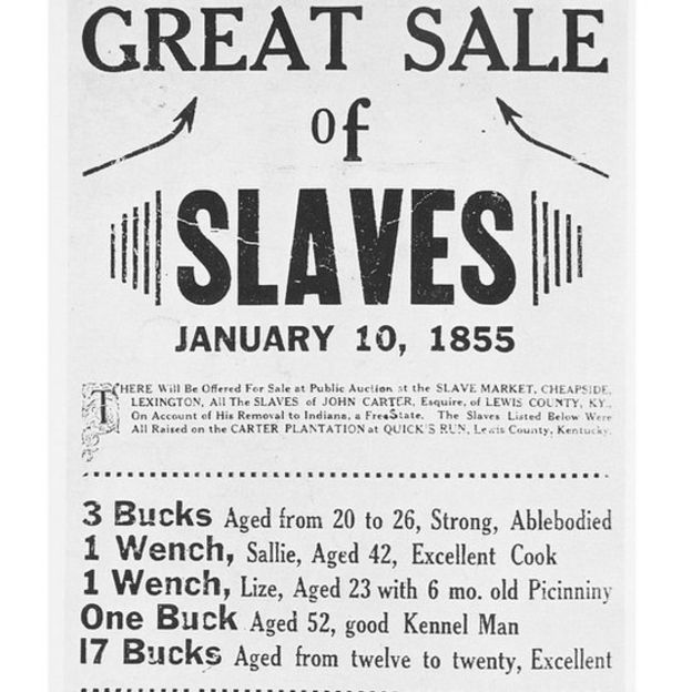 Sale of slaves poster