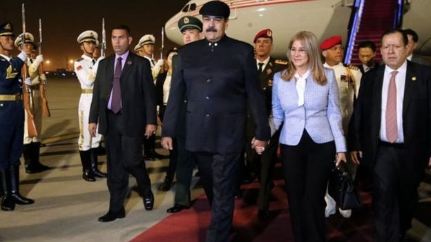 Nicolás Maduro a su llegada a Pekín.