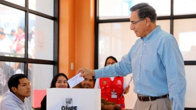 Peru's President Martin Vizcarra voting in Congress elections, 26 January 2020