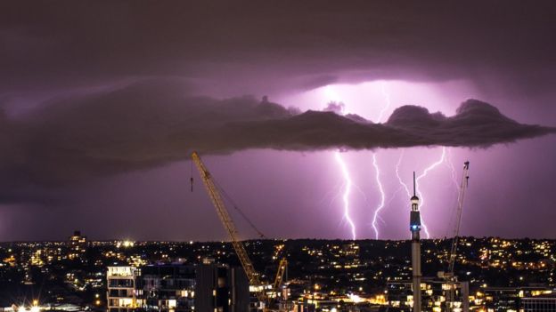 Night sky with lightning