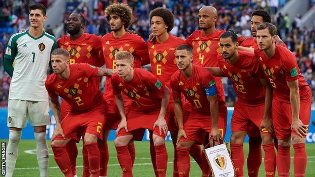 Belgium line up before losing the World Cup 2018 semi-final to France